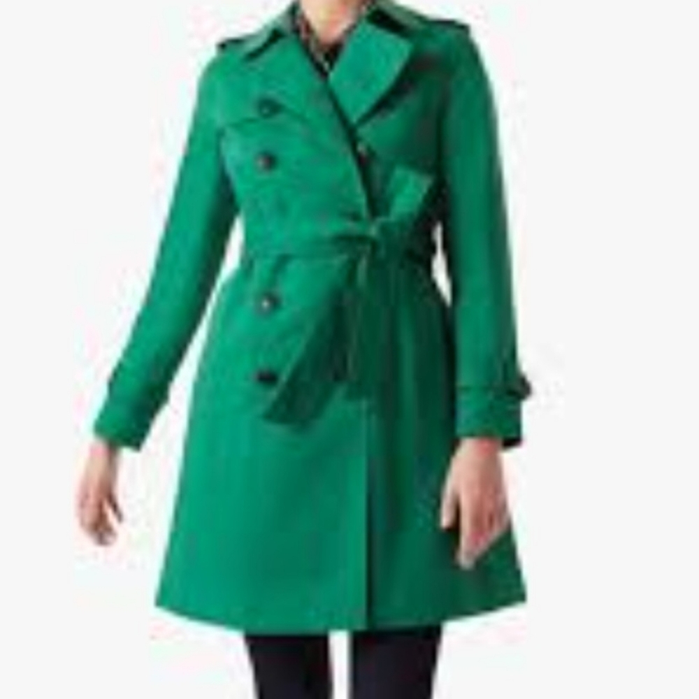 Michael Kors Holiday Green and cream lined Trench Size  S